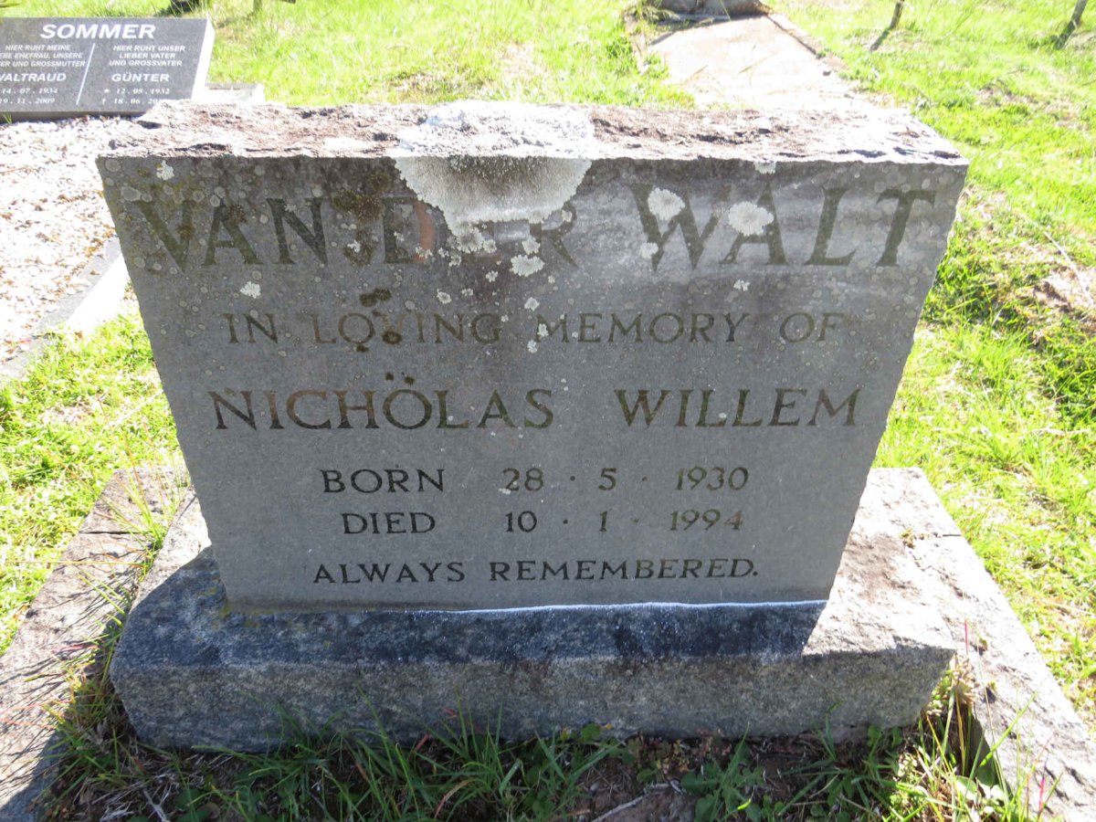 WALT Nicholas Willem, van der 1930-1994