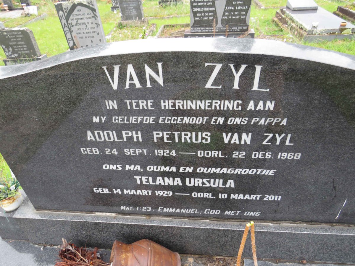 ZYL Adolph Petrus 1924-1968 & Telana Ursula 1929-2011