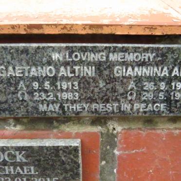 ALTINI Gaetano 1913-1983 &amp; Giannina 1920-1997