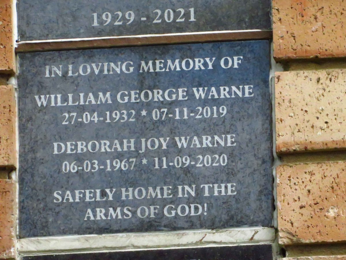 WARNE William George 1932-2019 :: WARNE Deborah Joy 1967-2020