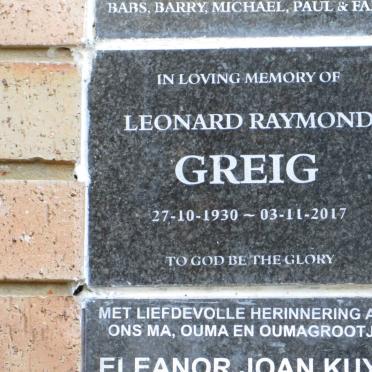 GREIG Leonard Raymond 1930-2017