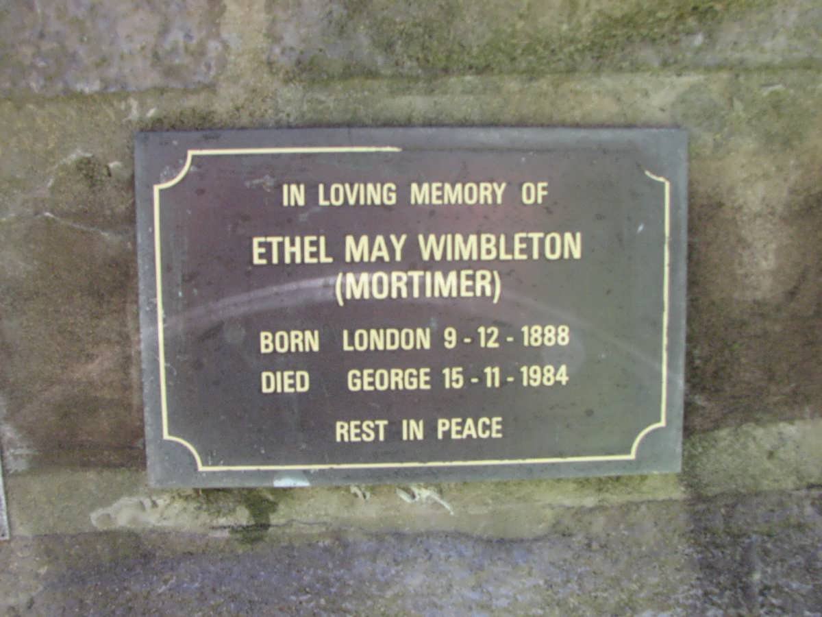 WIMBLETON Ethel May nee MORTIMER 1888-1984