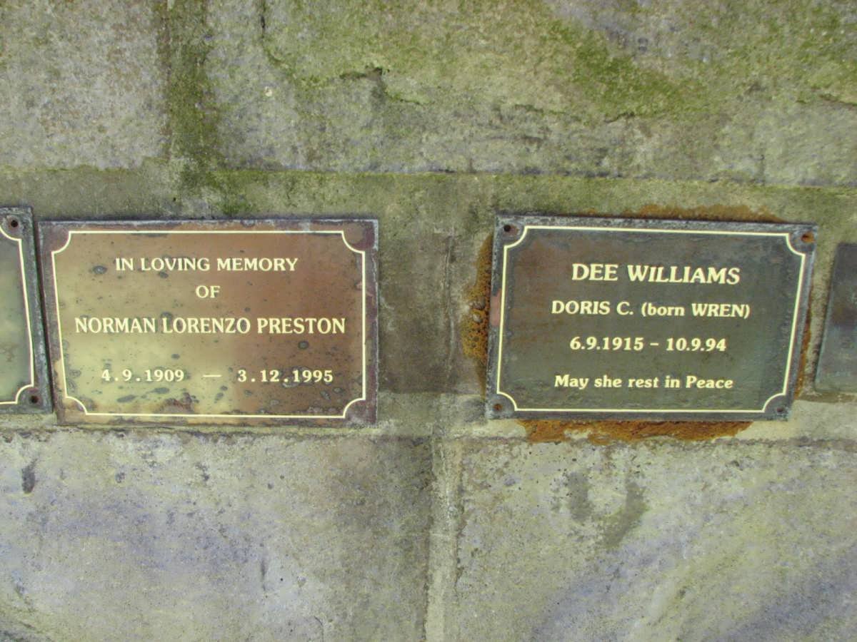 PRESTON Norman Lorenzo 1909-1995 :: WILLIAMS Doris C. nee WREN 1915-1994