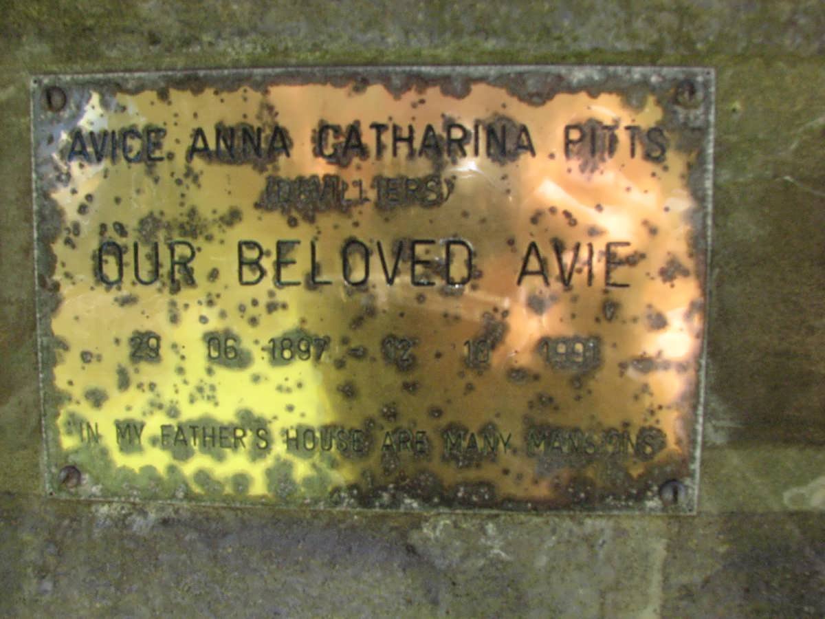 PITTS Avice Anna Catharina nee DE VILLIERS 1897-1991