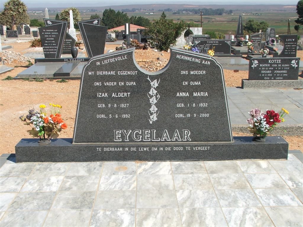 EYGELAAR Izak Aldert 1927-1992 &amp; Anna Maria 1932-2000
