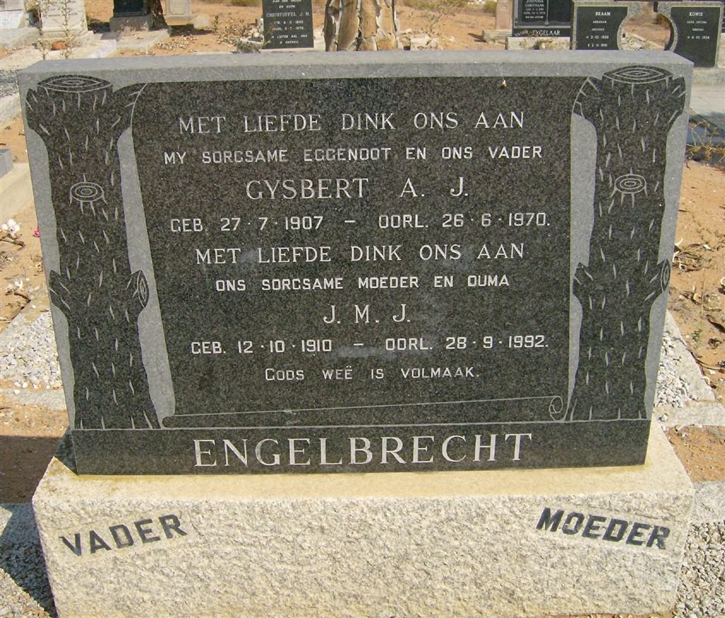 ENGELBRECHT Gysbert A.J. 1907-1970 &amp; J.M.J. 1910-1992