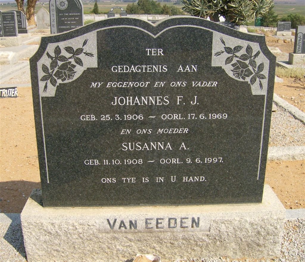 EEDEN Johannes F.J., van 1906-1969 &amp; Susanna A. 1908-1997
