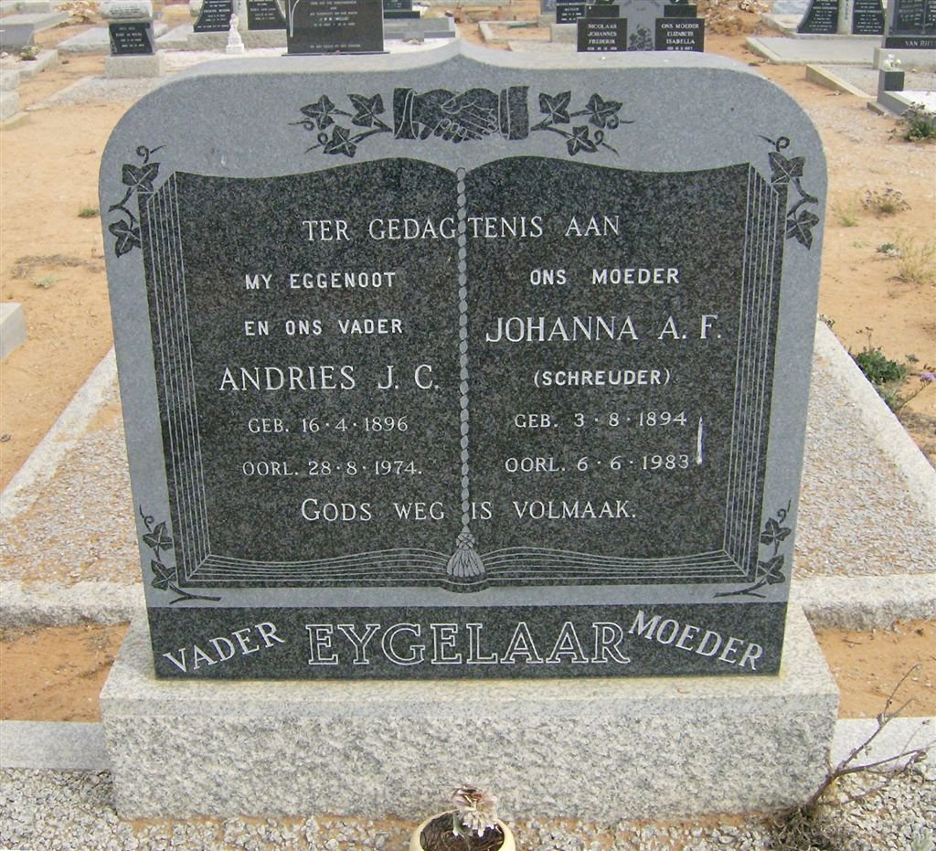 EYGELAAR Andries J.C. 1896-1974 &amp; Johanna A.F. SCHREUDER 1894-1983