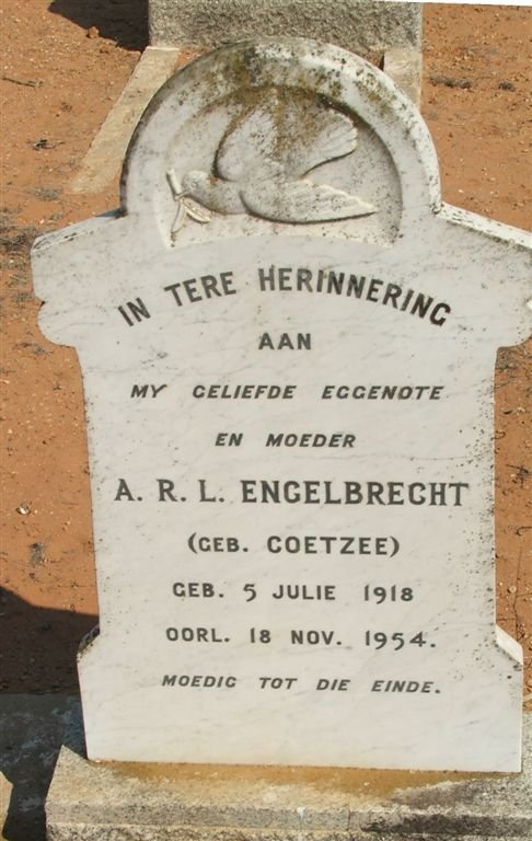 ENGELBRECHT A.R.L. nee COETZEE 1918-1954