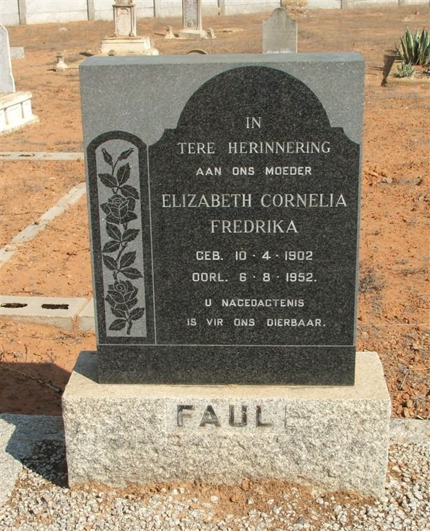FAUL Elizabeth Cornelia Fredrika 1902-1952