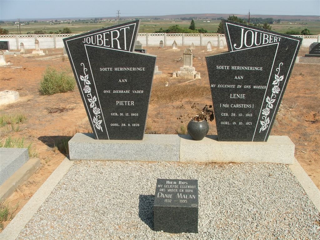 JOUBERT Pieter 1902-1978 &amp; Lenie CARSTENS 1913-1971 :: MALAN Danie 1932-1995