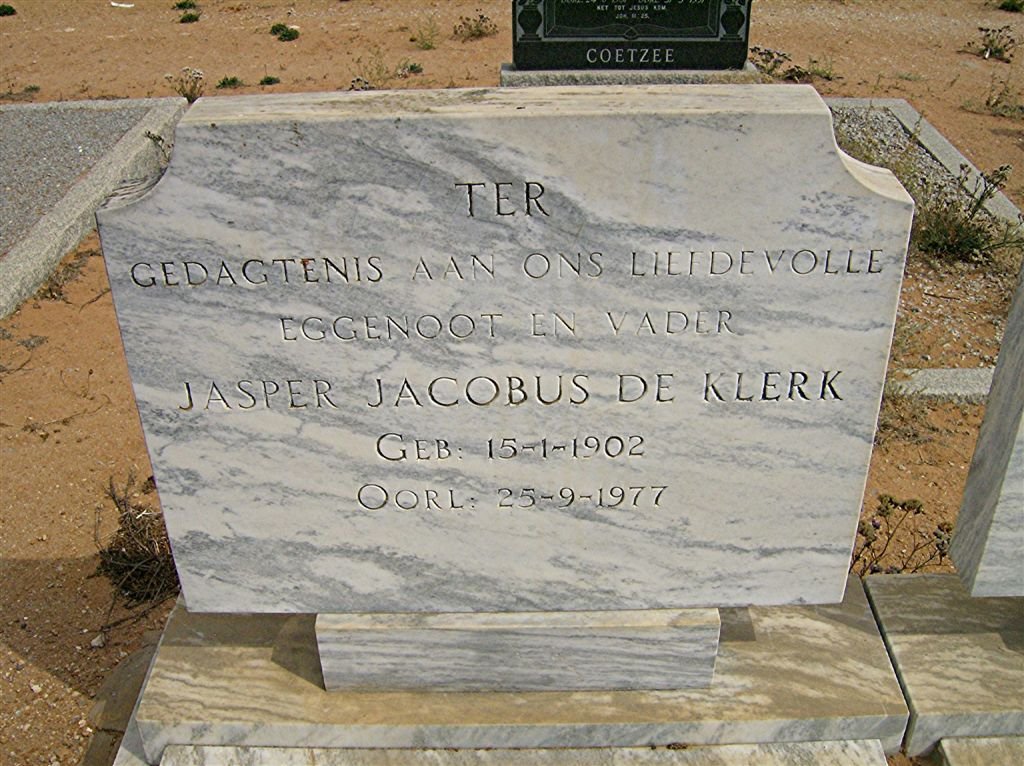KLERK Jasper Jacobus, de 1902-1977