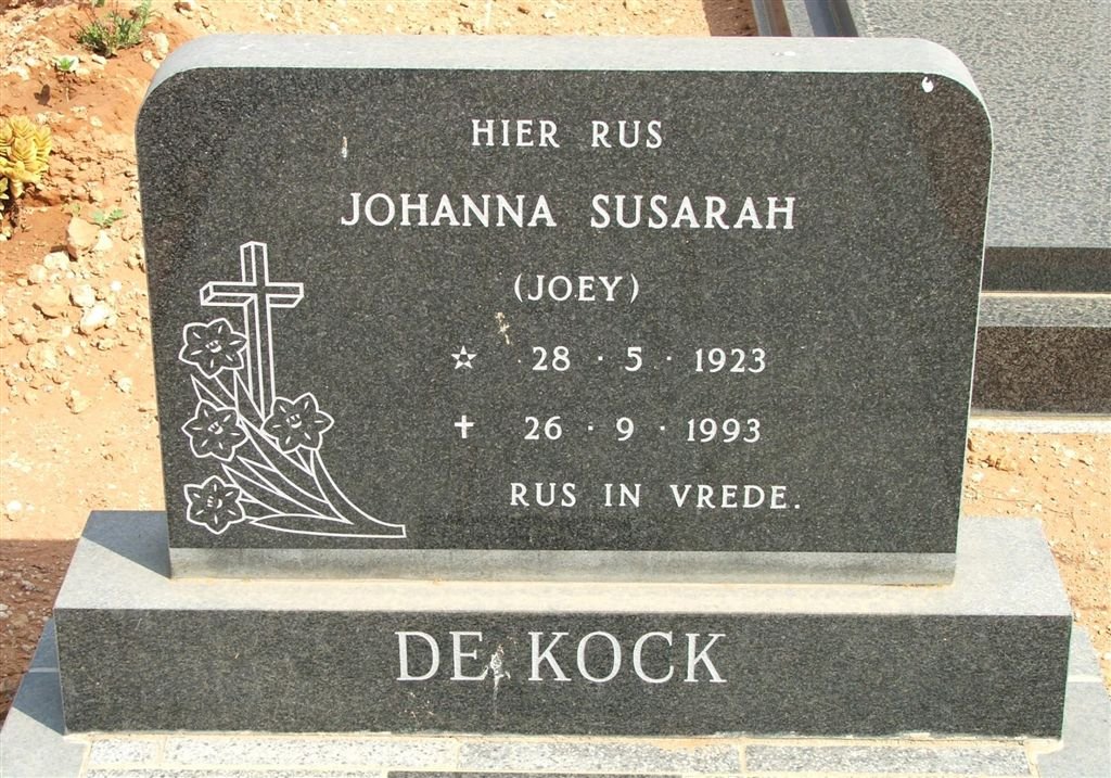 KOCK Johanna Susarah, de 1923-1993