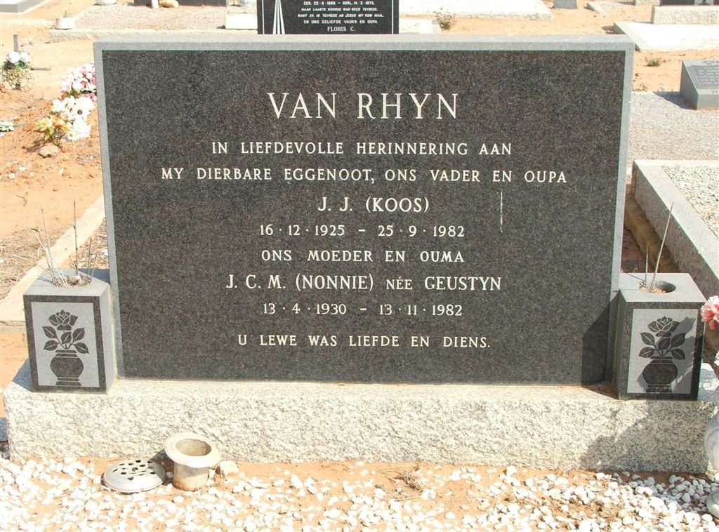 RHYN J.J., van 1925-1982 &amp; J.C.M. GEUSTYN 1930-1982