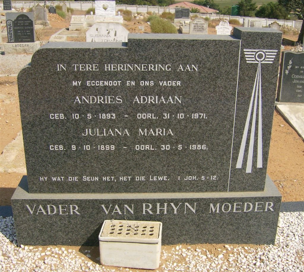RHYN Andries Adriaan, van 1893-1971 &amp; Juliana Maria 1899-1986