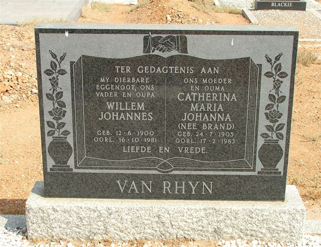 RHYN Willem Johannes, van 1900-1981 &amp; Catherina Maria Johanna BRAND 1905-1983