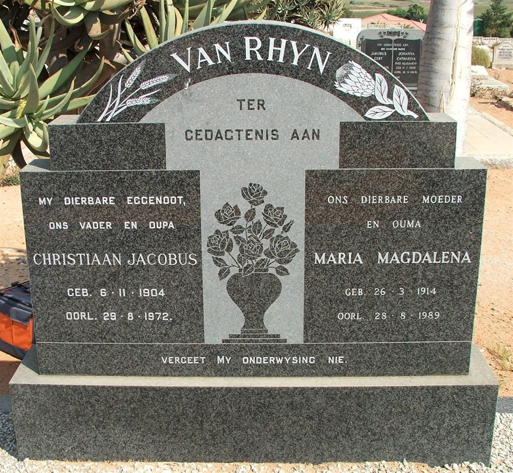 RHYN Christiaan Jacobus, van 1904-1972 &amp; Maria Magdalena 1914-1989