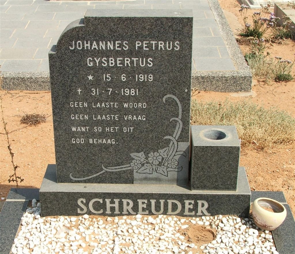 SCHREUDER Johannes Petrus Gysbertus 1919-1981
