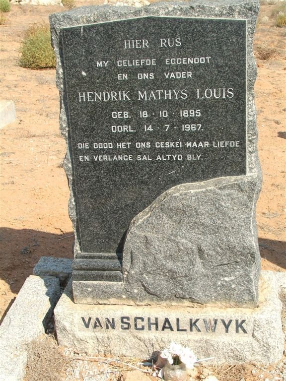 SCHALKWYK Hendrik Mathys Louis, van 1895-1967