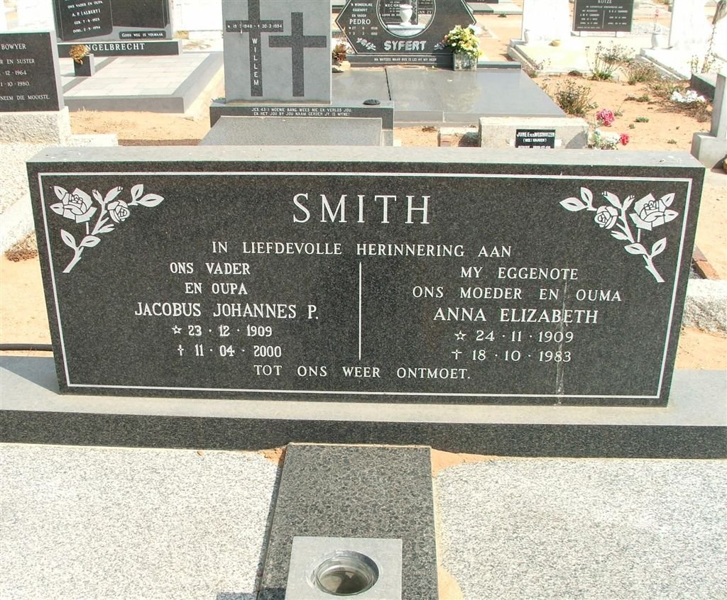 SMITH Jacobus Johannes P. 1909-2000 &amp; Anna Elizabeth 1909-1983