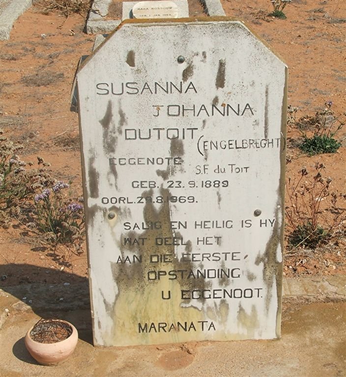 TOIT Susanna Johanna, du nee ENGELBRECHT 1889-1969