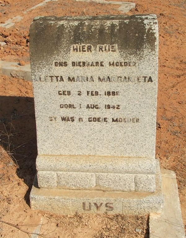 UYS Aletta Maria Margarieta 1889-1942