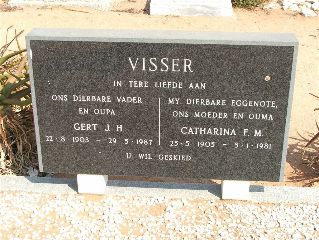 VISSER Gert J.H. 1903-1987 &amp; Catharina F.M. 1905-1981