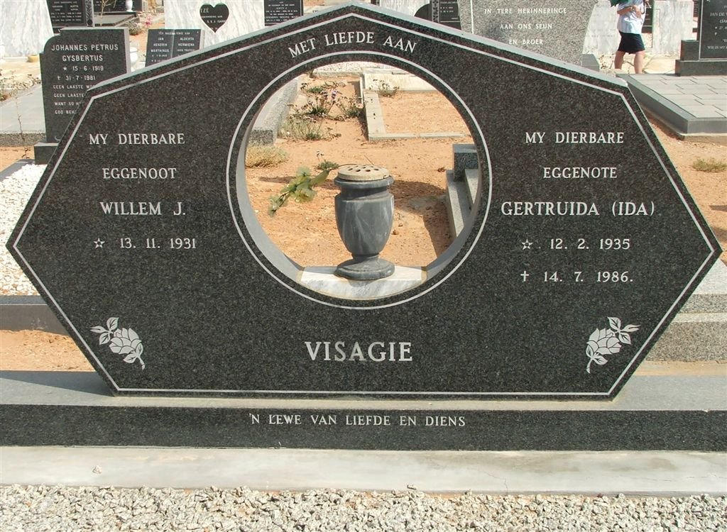 VISAGIE Willem J. 1931-  &amp; Getruida 1935-1986