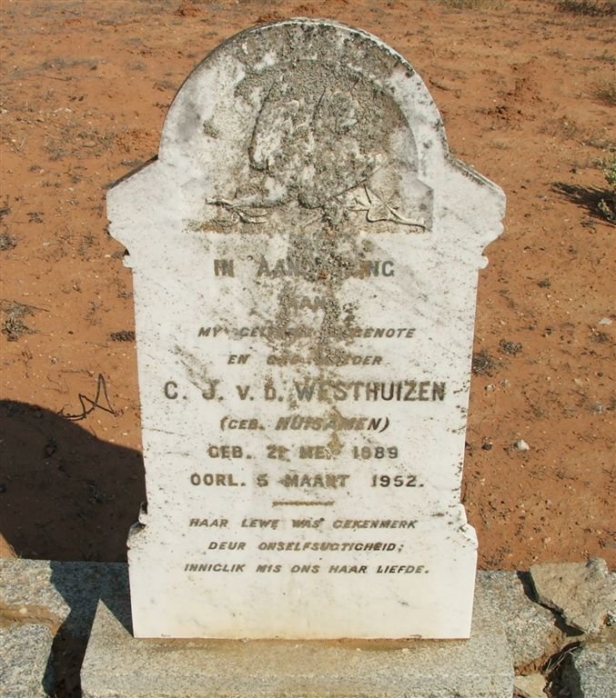 WESTHUIZEN C.J., v.d. nee HUISAMEN 1889-1952