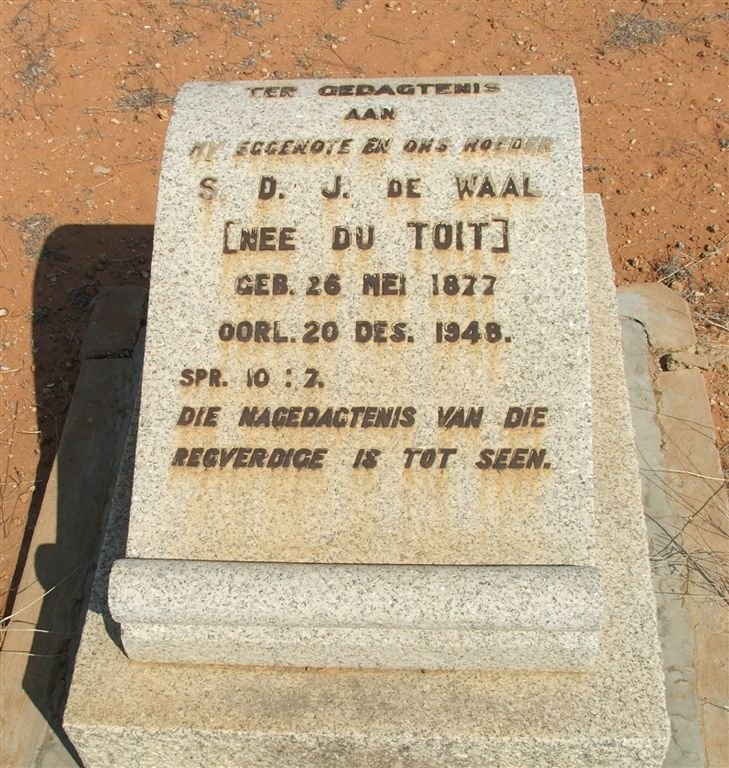 WAAL S.D.J., de nee DU TOIT 1877-1948