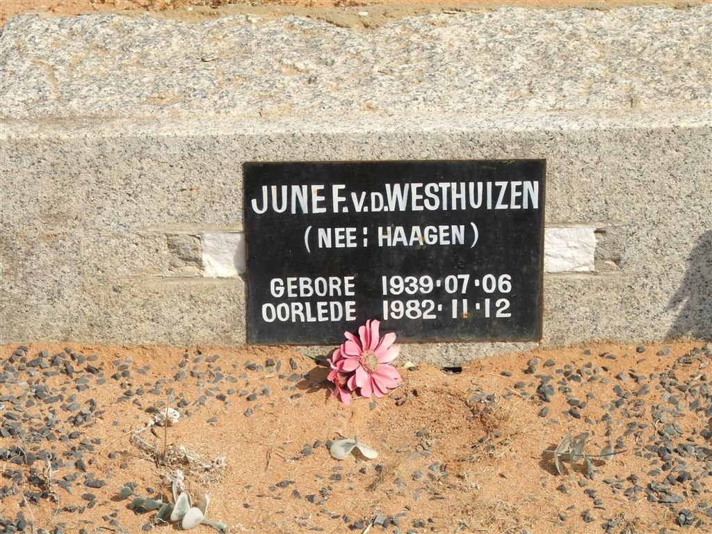 WESTHUIZEN June F., v.d. nee HAAGEN 1939-1982