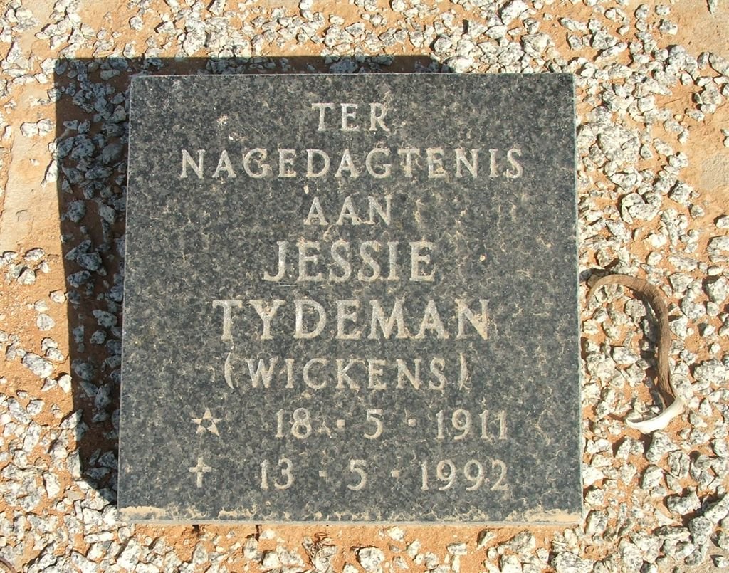 TYDEMAN Jessie nee WICKENS 1911-1992