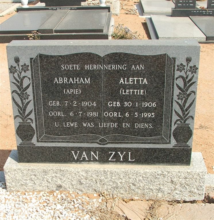ZYL Abraham, van 1904-1981 &amp; Aletta 1906-1995