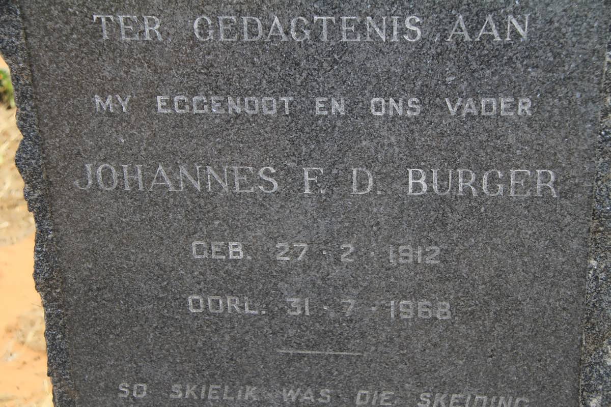 BURGER Johannes F.D. 1912-1968