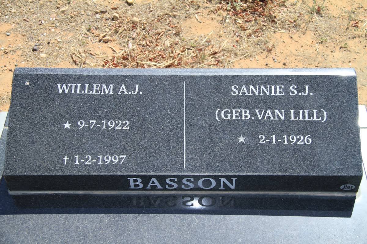 BASSON Willem A.J. 1922-1997 &amp; Sannie S.J. VAN LILL 1926-