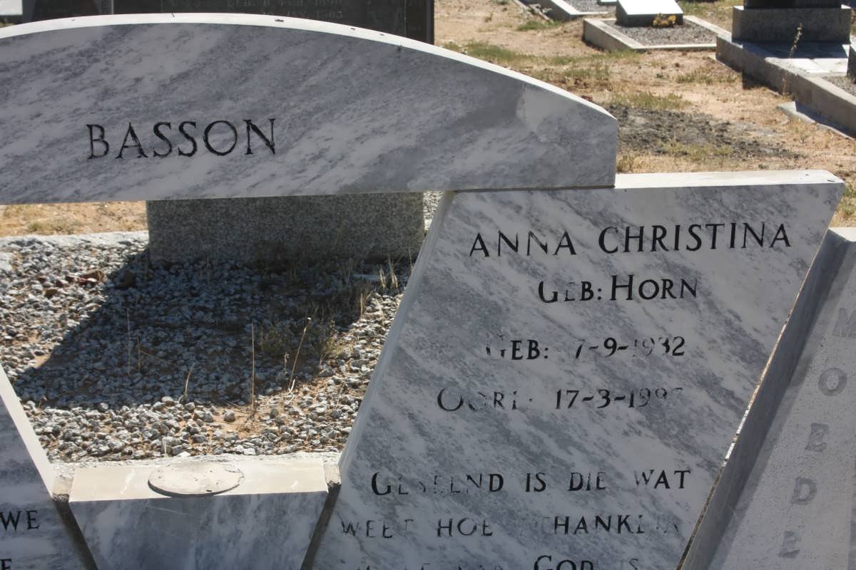 BASSON  Anna Christina nee HORN 1932-1997