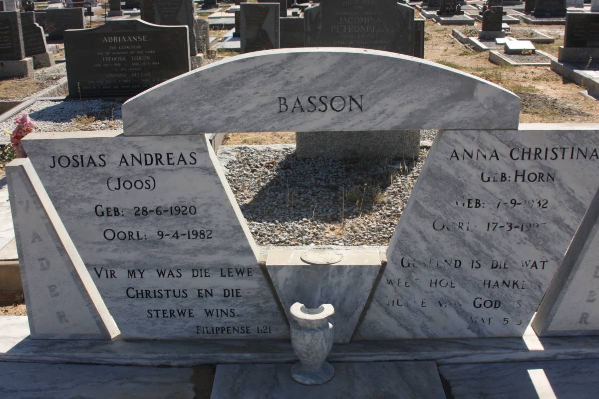 BASSON Josias Andreas 1920-1982 &amp; Anna Christina HORN 1932-1997