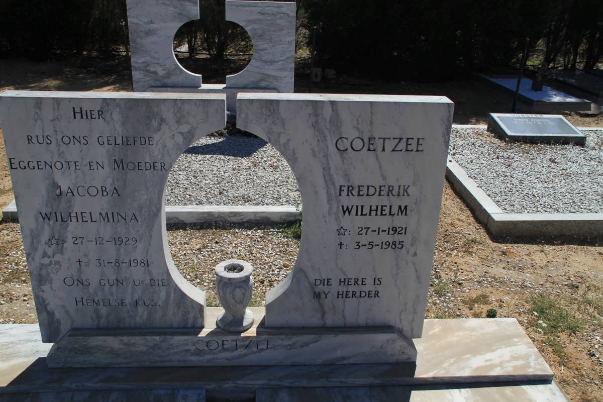 COETZEE Frederik Wilhelm 1921-1985 &amp; Jacoba Wilhelmina 1929-1981