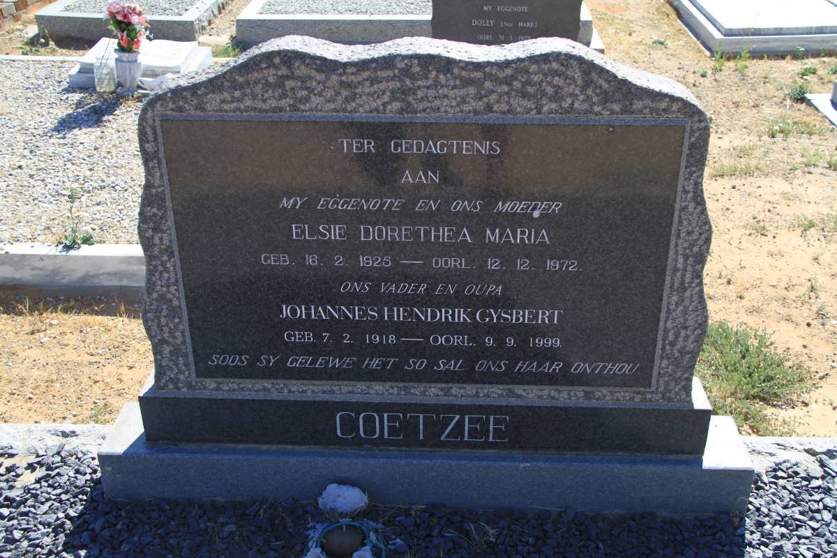 COETZEE Johannes Hendrik Gysbert 1918-1999 &amp; Elsie Dorethea Maria 1925-1972