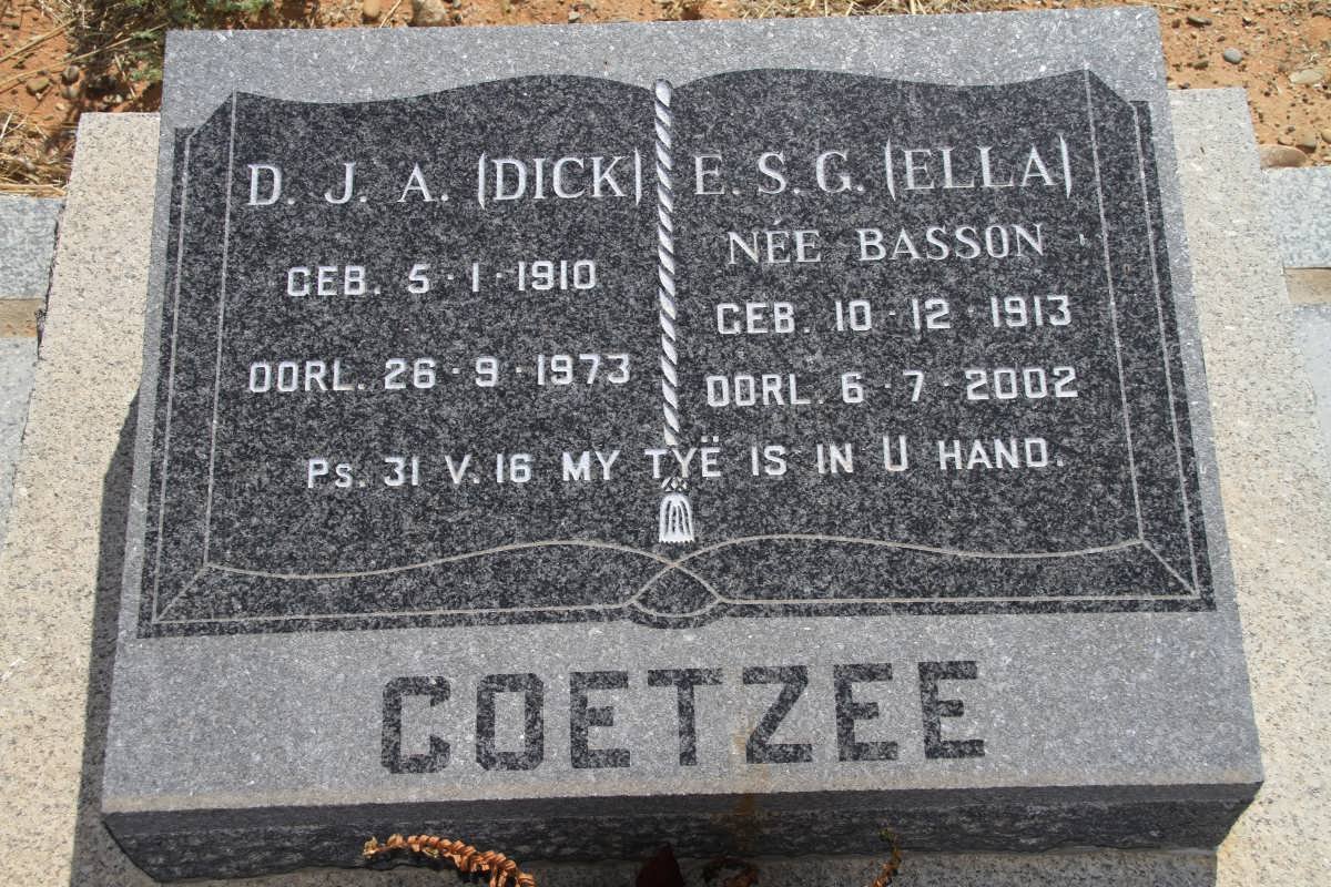 COETZEE D.J.A. 1910-1973 &amp; E.S.G. BASSON 1913-2002