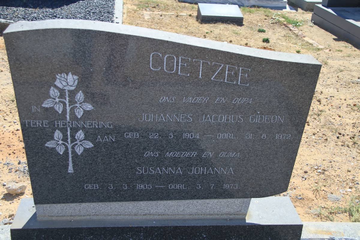 COETZEE Johannes Jacobus Gideon 1904-1972 &amp; Susanna Johanna 1905-1973