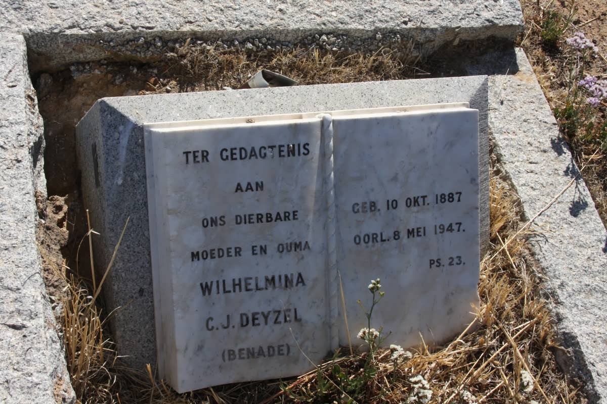 DEYZEL Wilhelmina C.J. nee BENADE 1887-1947
