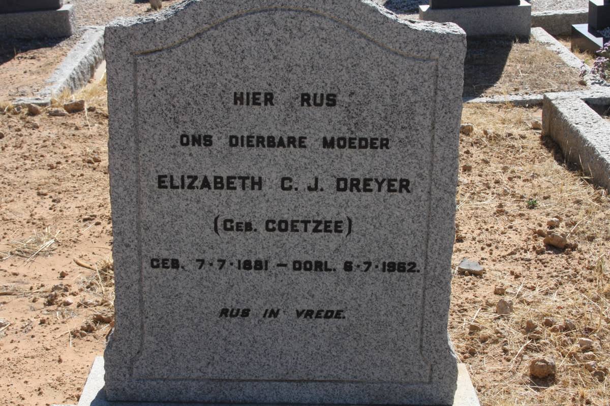 DREYER Elizabeth C.J. nee COETZEE 1881-1962