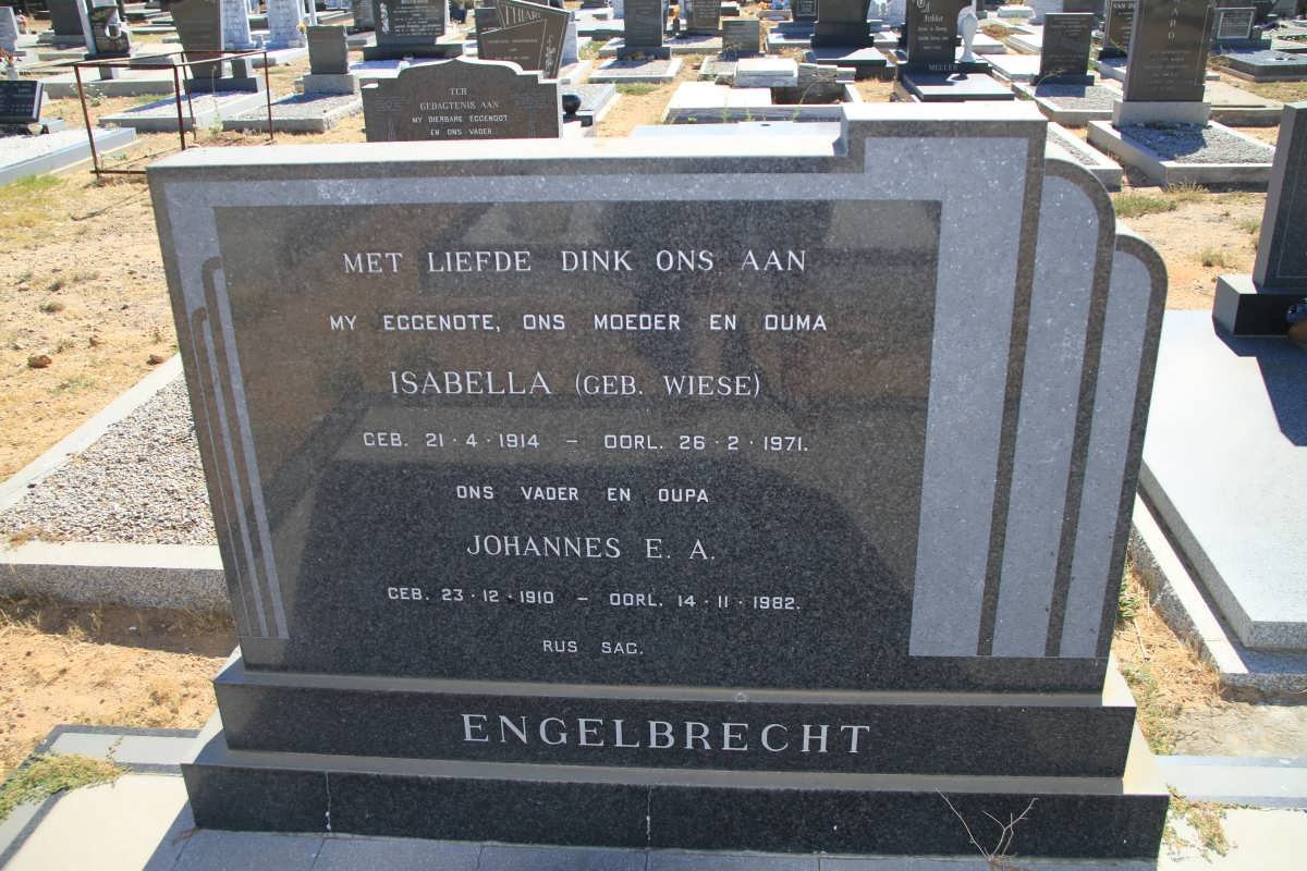 ENGELBRECHT Johannes E.A. 1910-1982 &amp; Isabella WIESE 1914-1971