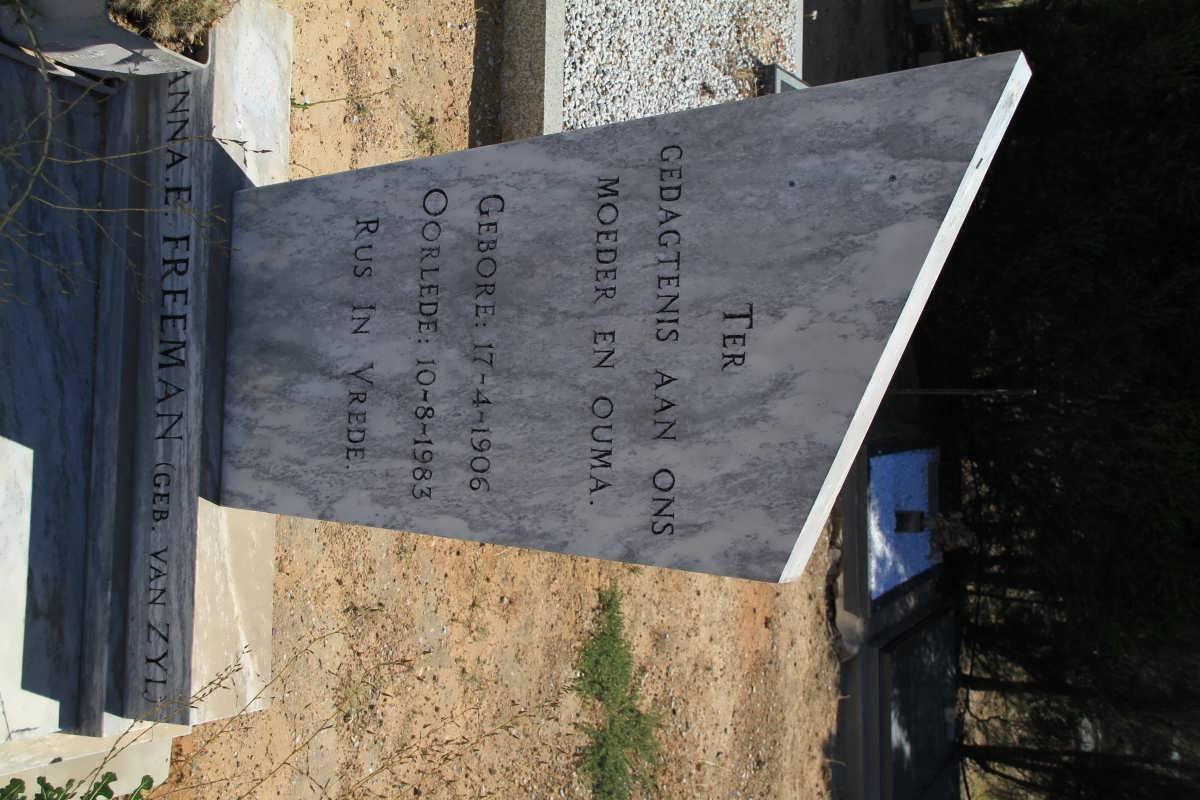 FREEMAN Anna E. nee VAN ZYL 1906-1983