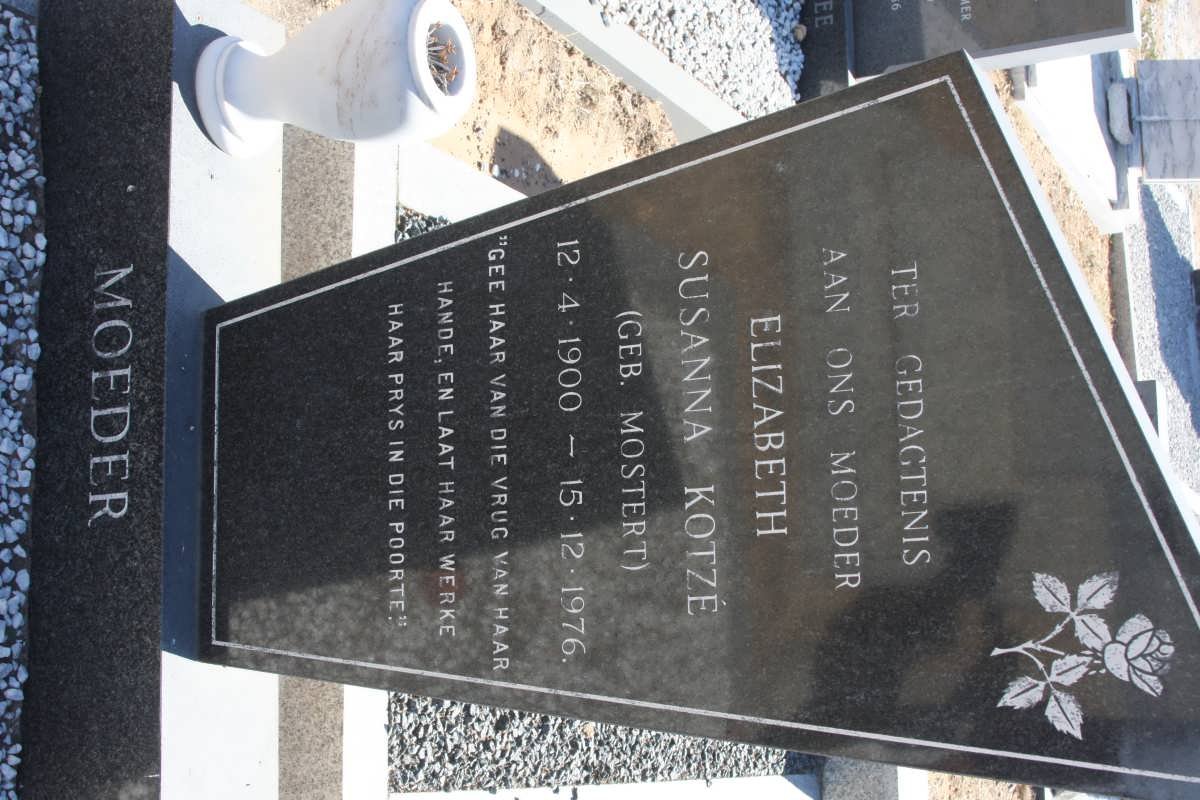 KOTZE Elizabeth Susanna nee MOSTERT 1900-1976