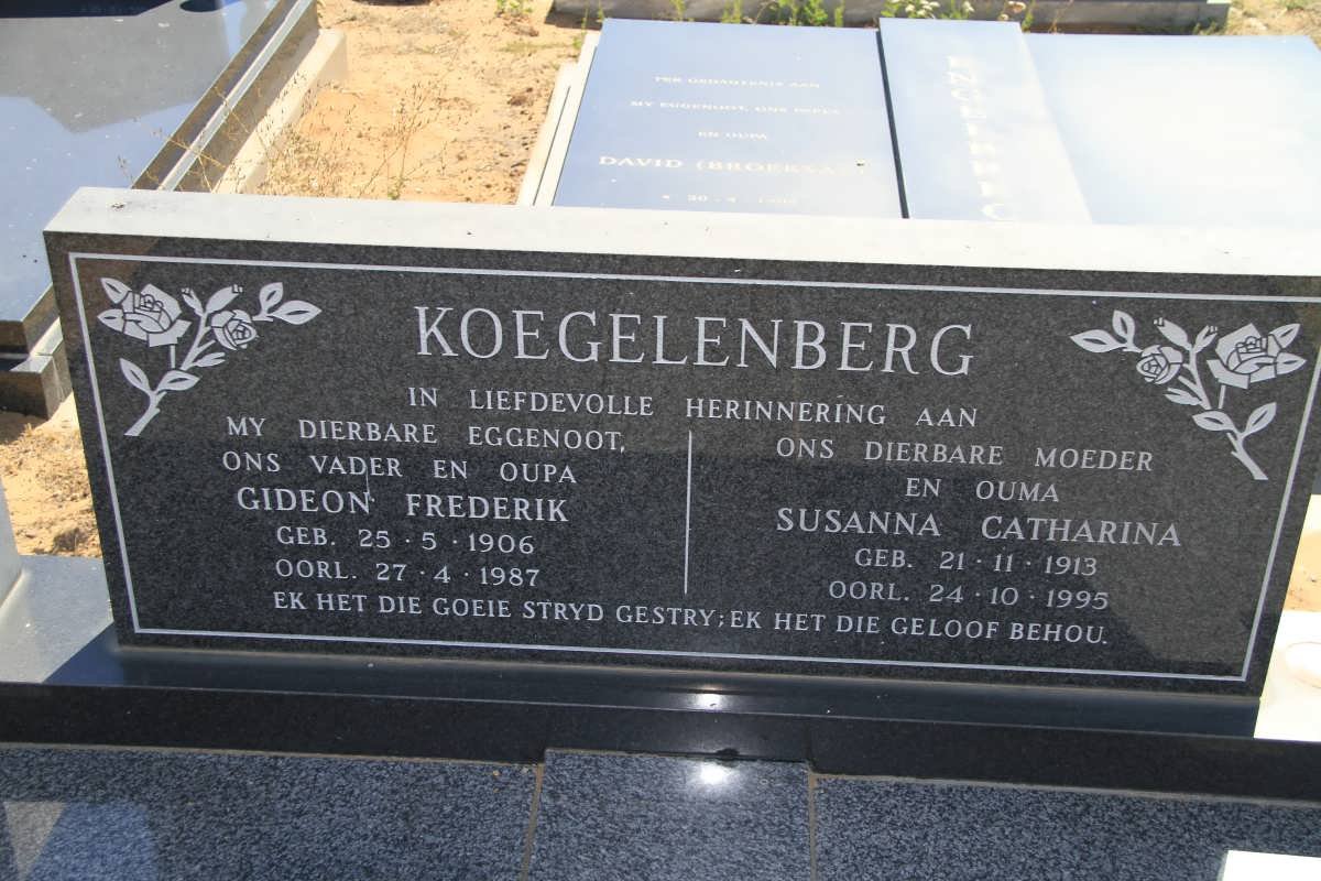 KOEGELENBERG Gideon Frederik 1906-1987 &amp; Susanna Catharina 1913-1995