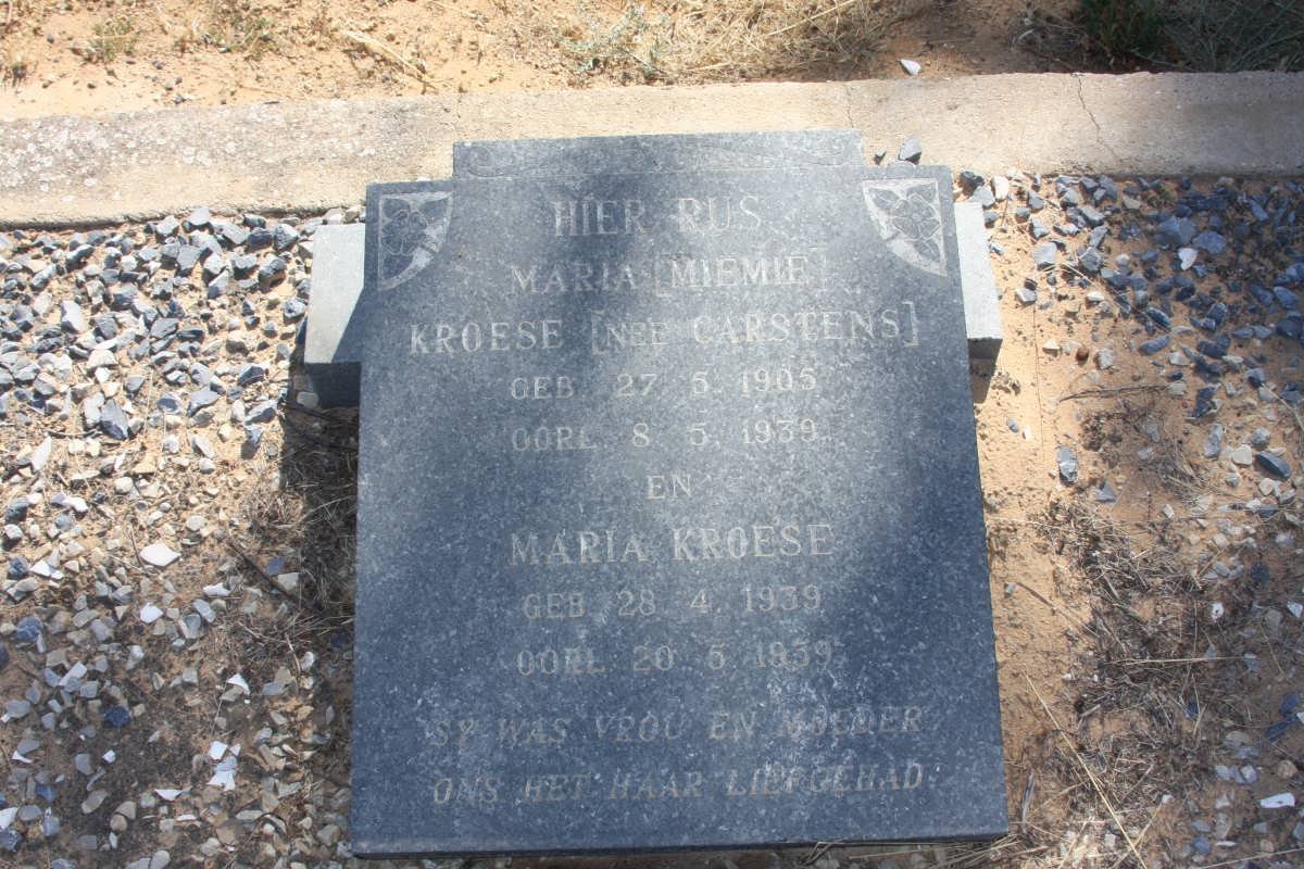 KROESE Maria nee CARSTENS 1905-1939 :: KROESE Maria 1939-1939