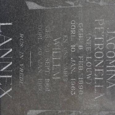 LANNEX Willem 1901-1966 &amp; Jacomina Petronella LOUW 1890-1963