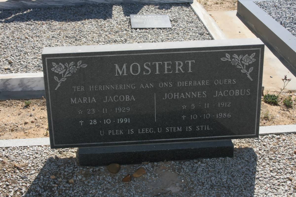 MOSTERT Johannes Jacobus 1912-1986 &amp; Maria Jacoba 1929-1991